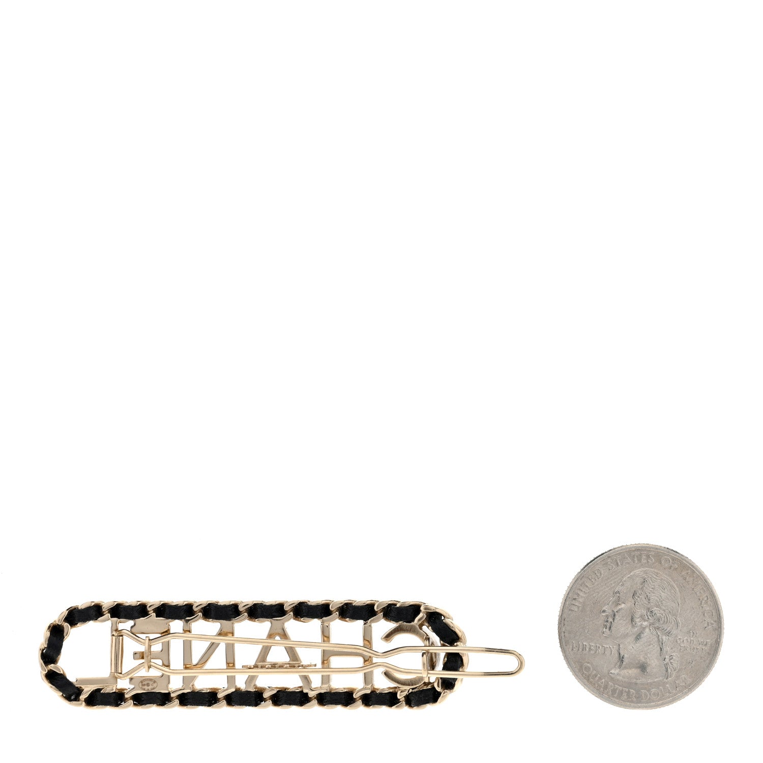 Chanel Metal Lambskin Vintage Allure Logo Hair Clip Gold 2 of 3