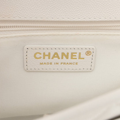 Chanel Caviar Quilted School Memory Small Top Handle Flap White 6 of 13