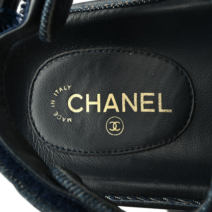 Chanel Denim Velcro Dad Sandals 36 Navy Blue 6 of 8