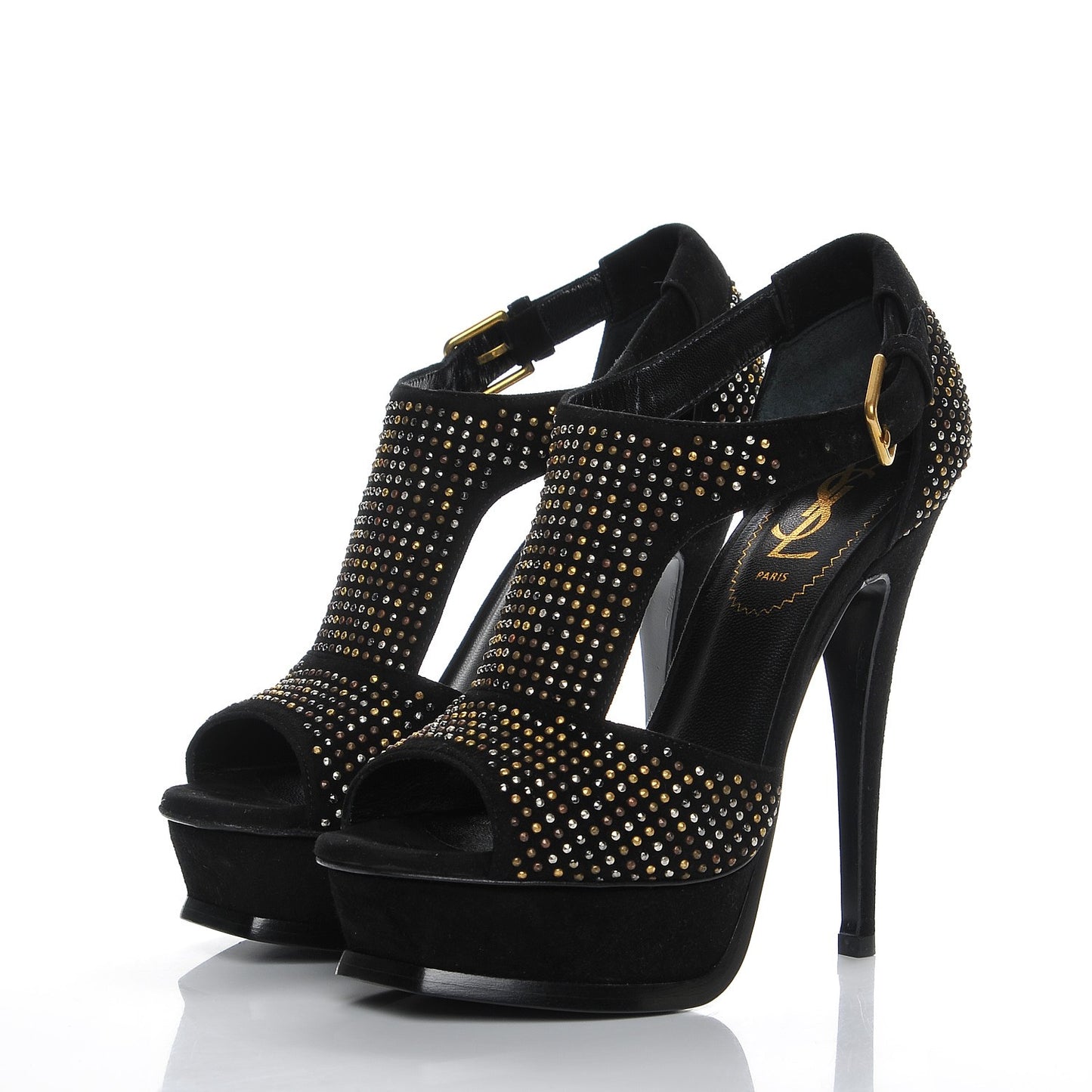 Suede Studded Tribute 105 Platform Sandals 34.5 Black