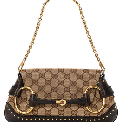 Gucci Monogram Studded Small Horsebit Clutch Dark Brown 8 of 17