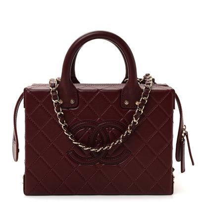 Chanel Calfskin Quilted Studded Square Vanity Case Burgundy 1 of 12