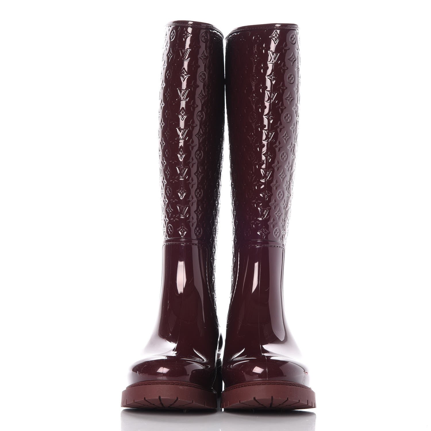 Louis Vuitton Rubber Embossed Monogram Splash Rain Boots 41 Burgundy 2 of 7