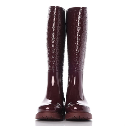 Louis Vuitton Rubber Embossed Monogram Splash Rain Boots 41 Burgundy 2 of 7