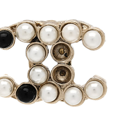 Chanel Resin Pearl CC Earrings Gold White Black 5 of 5
