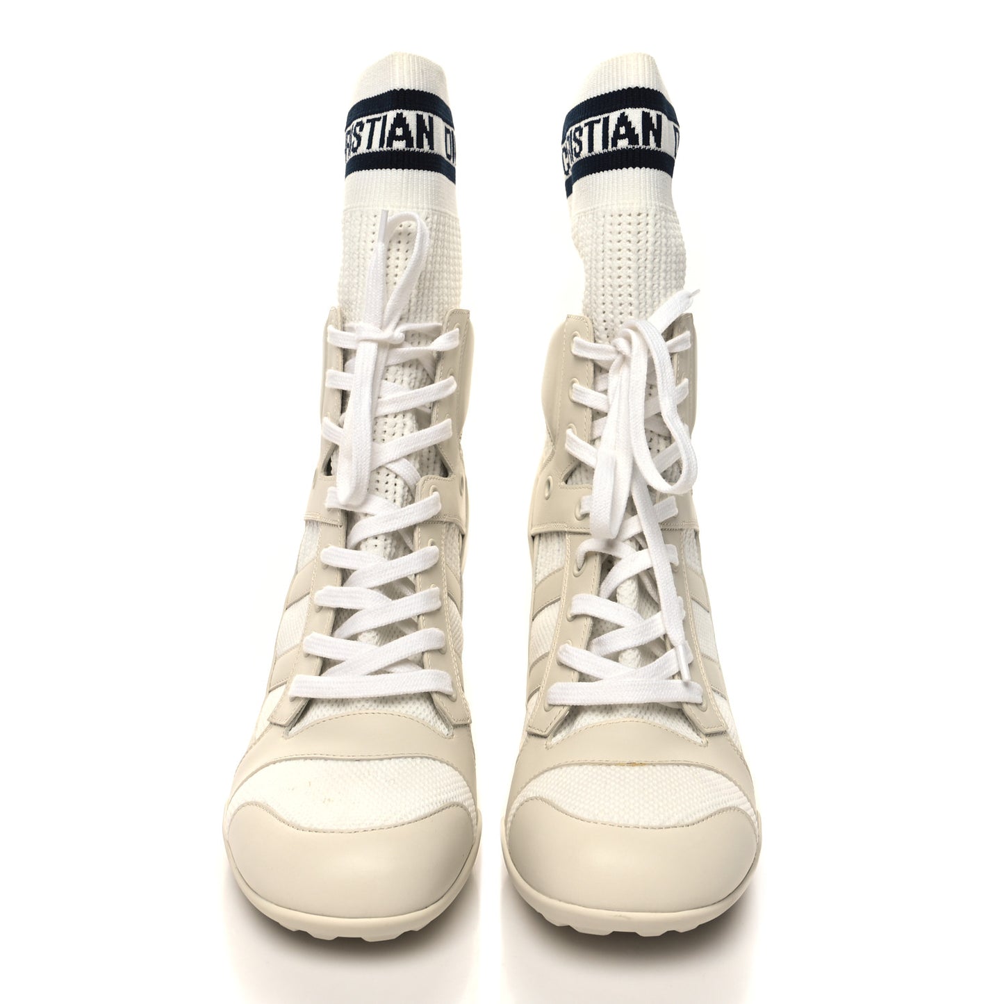 Calfskin Knit D-Zenith Boots 39 Off White