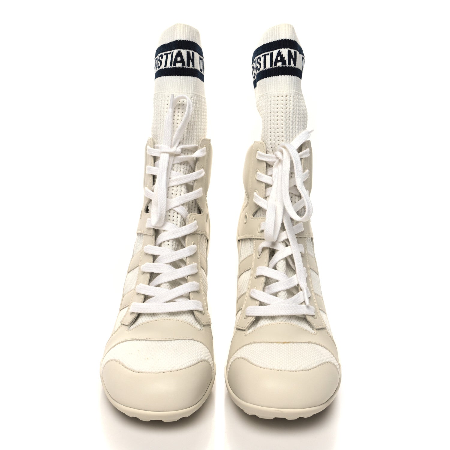Christian Dior Calfskin Knit D-Zenith Boots 39 Off White 2 of 7