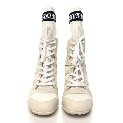 Christian Dior Calfskin Knit D-Zenith Boots 39 Off White 2 of 7