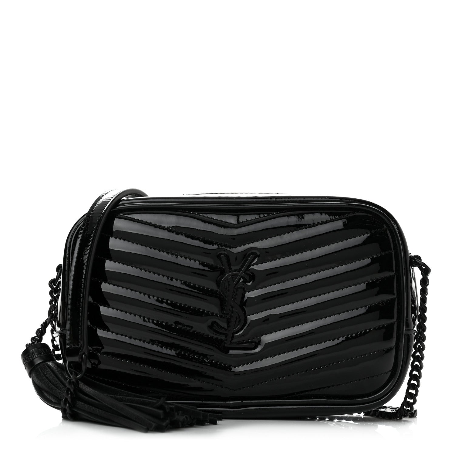Saint Laurent Patent Calfskin Matelasse Monogram Mini Lou Camera Bag Black 1 of 10