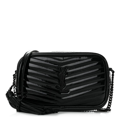 Saint Laurent Patent Calfskin Matelasse Monogram Mini Lou Camera Bag Black 1 of 10