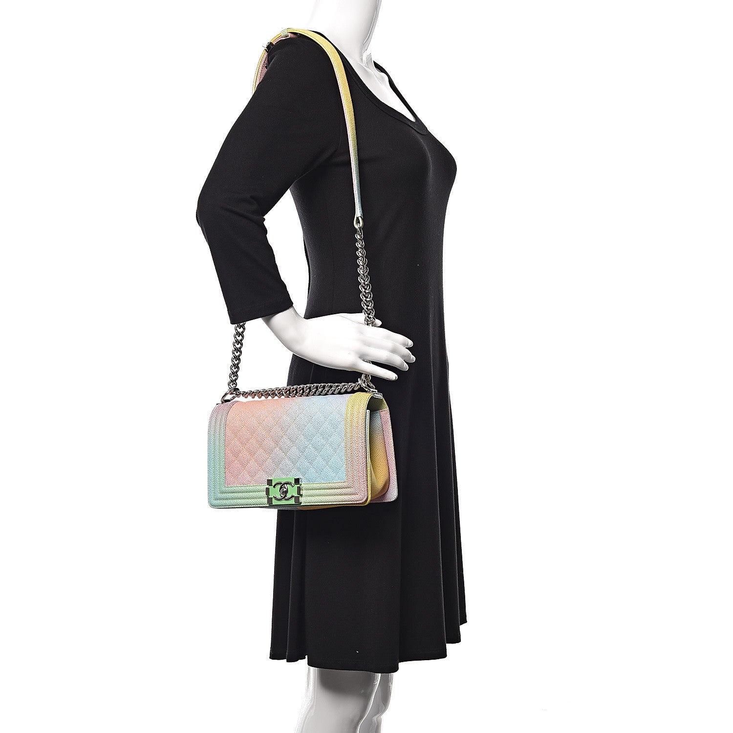 Chanel Caviar Quilted Medium Cuba Rainbow Boy Flap Multicolor 2 of 11