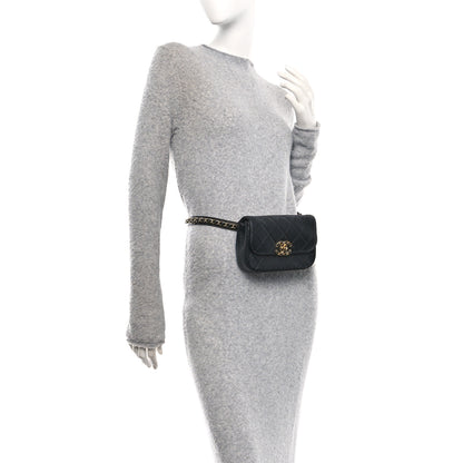 Chanel Lambskin Quilted Chain Infinity Waist Belt Bag Black 2 of 10
