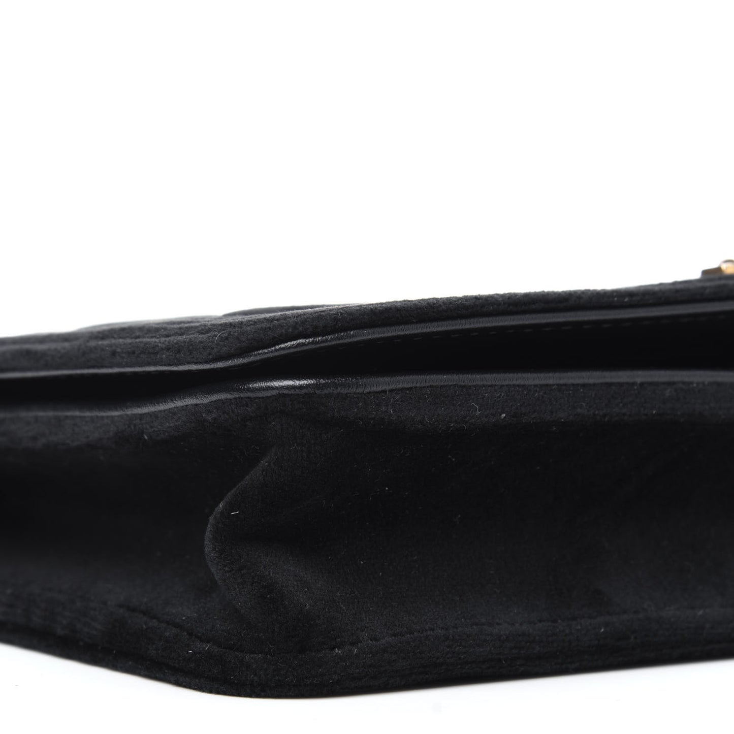 Velvet Quilted Boy Wallet On Chain WOC Black