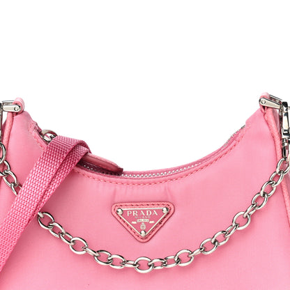 Prada Tessuto Nylon Saffiano Mini Re-Edition 2000 Shoulder Bag Begonia 9 of 11