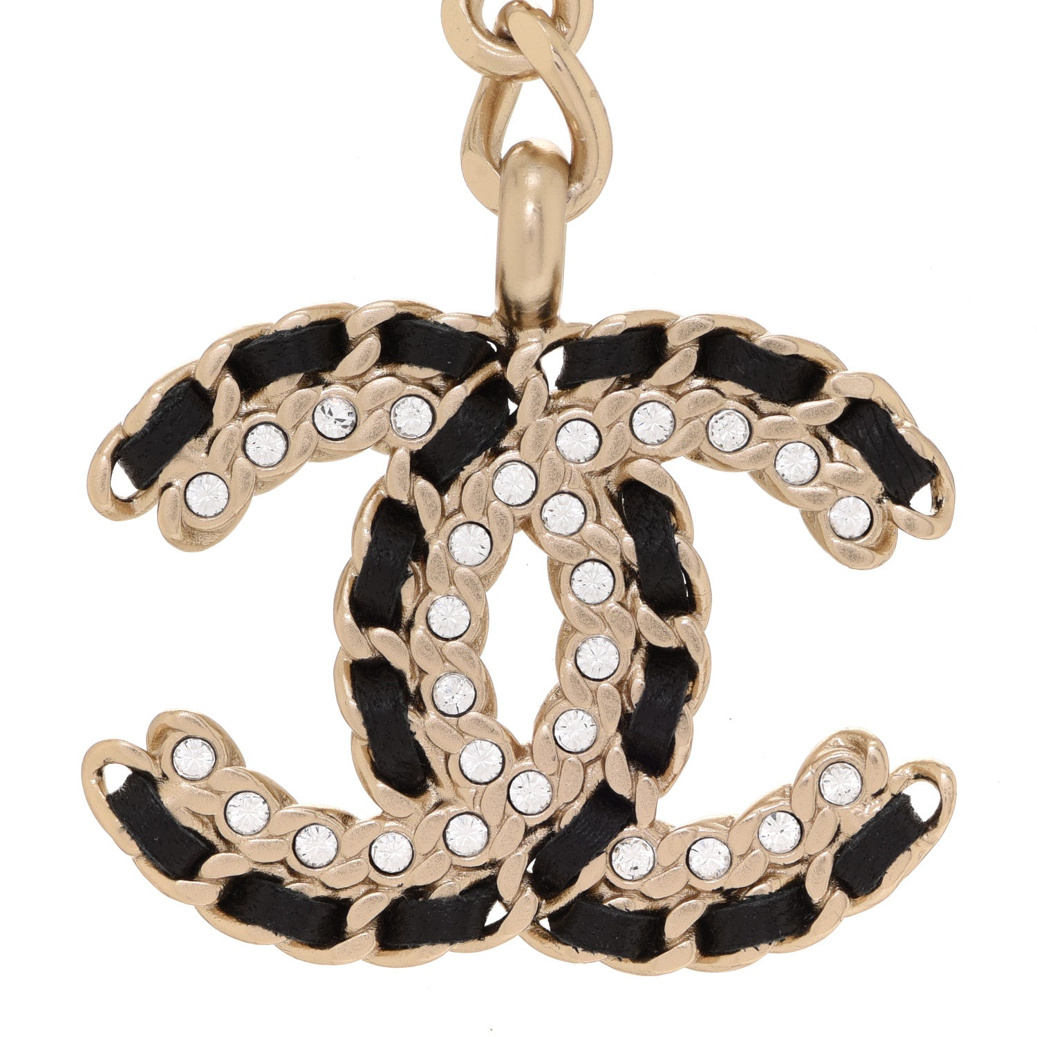 Chanel Lambskin Pearl Crystal Chain CC Fancy Belt 75 Black Gold 3 of 5