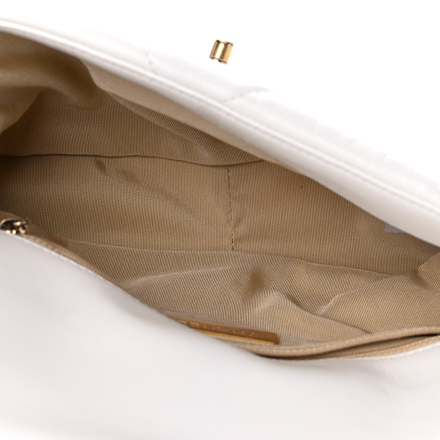 Shiny Crumpled Calfskin Quilted Medium Chanel 19 Flap White