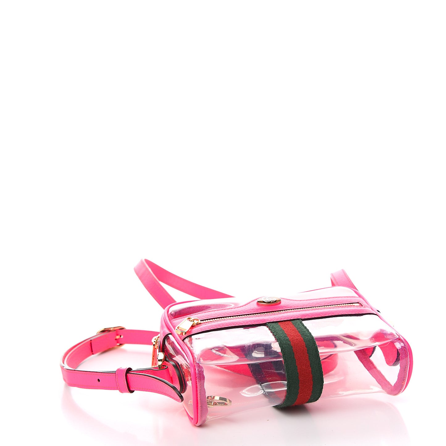 Vinyl Web Mini Ophidia Transparent Shoulder Bag Fluorescent Fuchsia