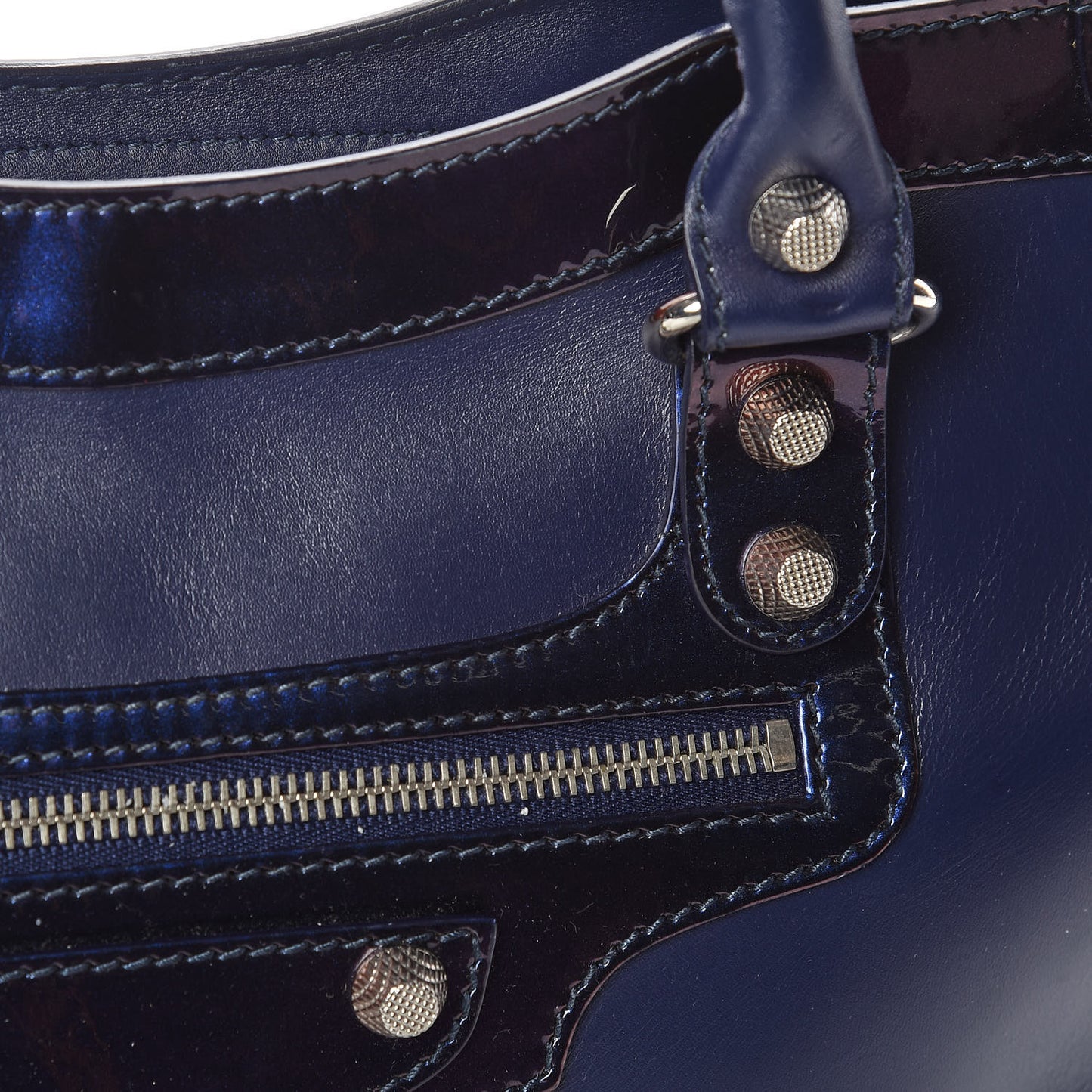 Smooth Calfskin Metallic Patent Giant 12 Silver Hardware City Ultraviolet