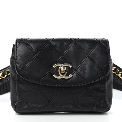 Chanel Calfskin Diamond Embossed Flap Waist Belt Bag Black 11 of 12
