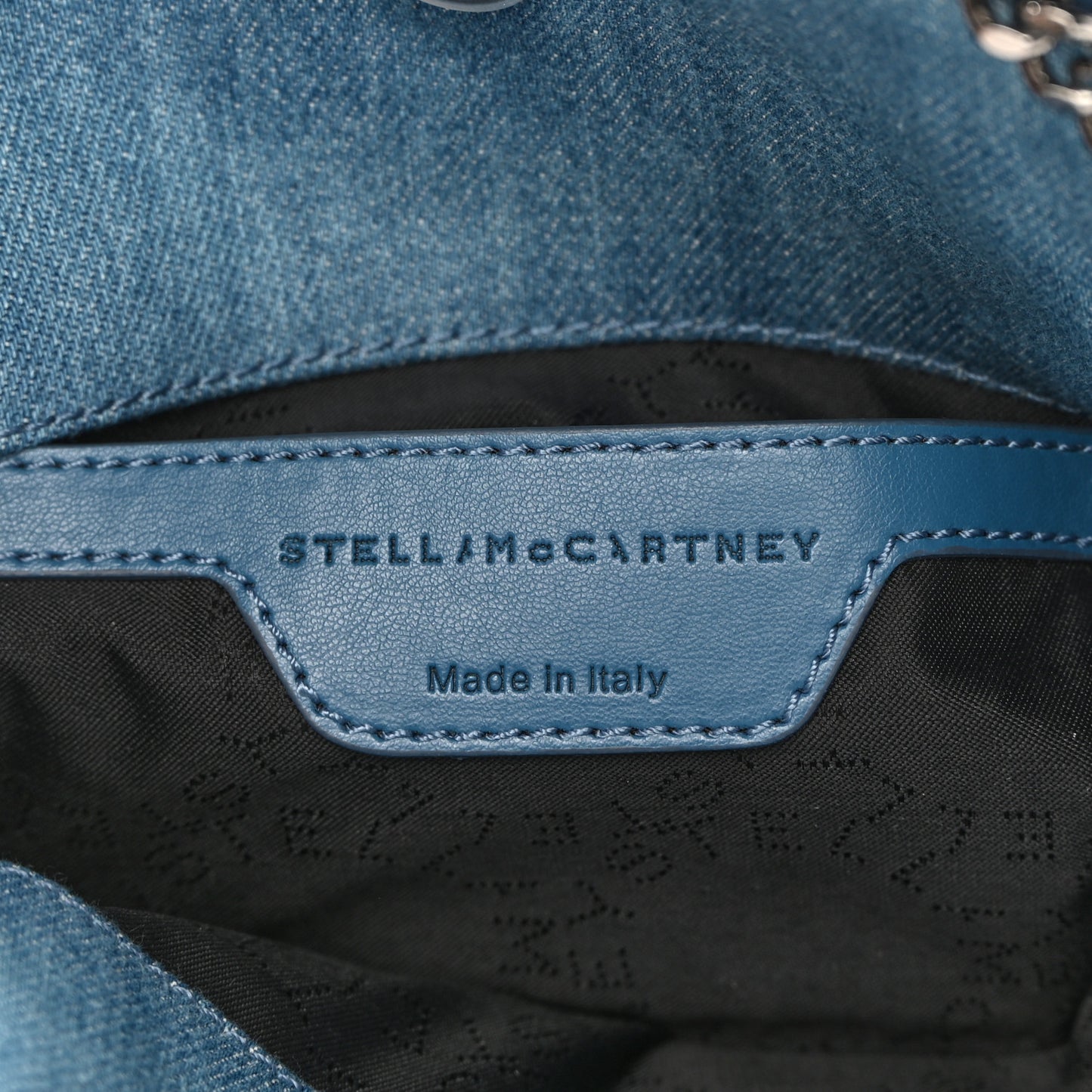 Denim Embroidered Tiger Mini Falabella Tote Blue