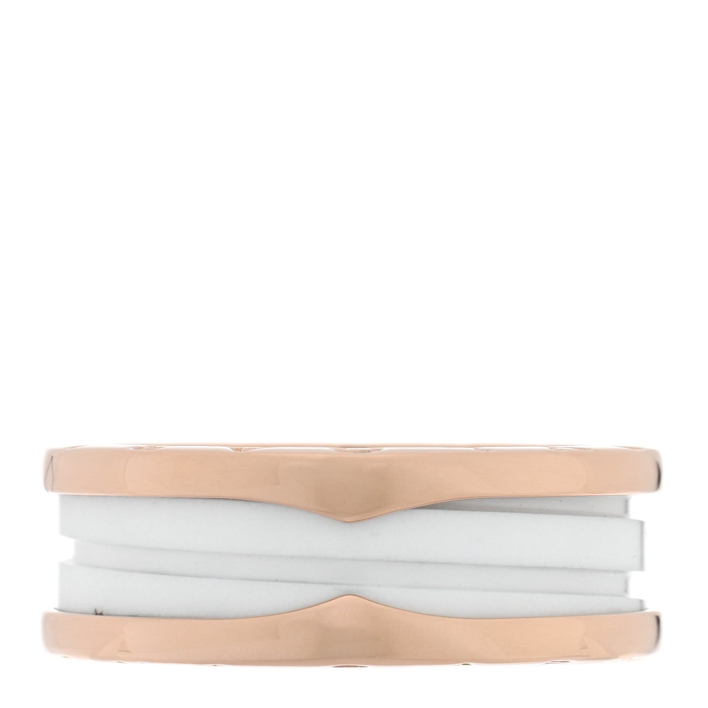 18K Rose Gold White Ceramic B.Zero1 Two-Band Ring 62 10