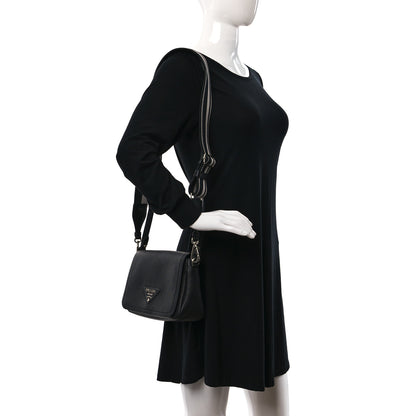 Prada Vitello Daino Soft Flap Crossbody Black 3 of 11
