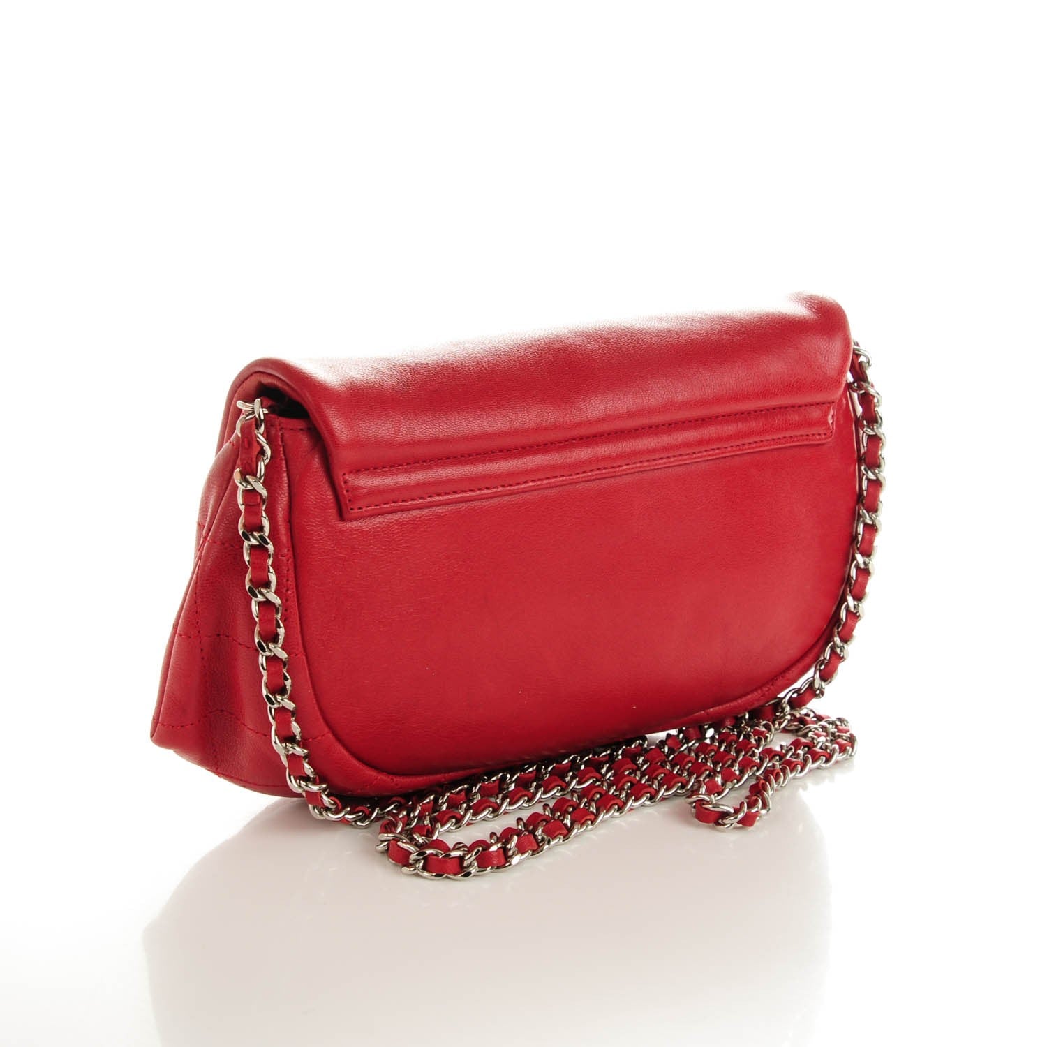 Chanel Lambskin Half Moon Wallet On Chain WOC Red 4 of 8