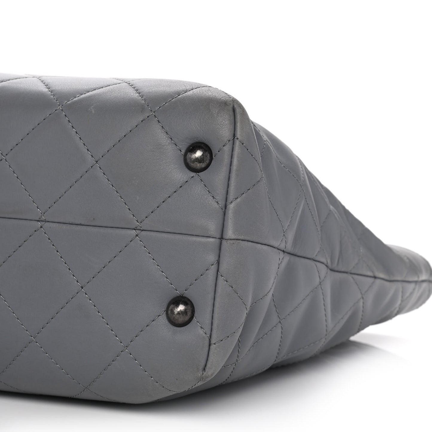 Lambskin Quilted Shopping Tote Grey