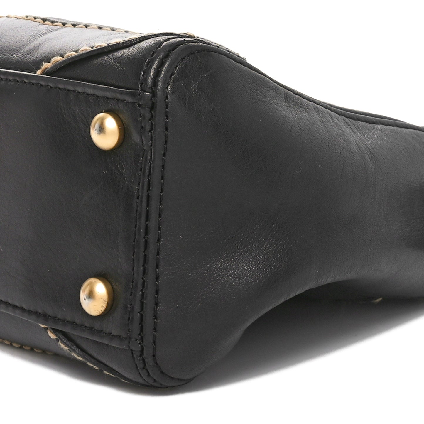 Calfskin CC Stitched Small Hobo Black