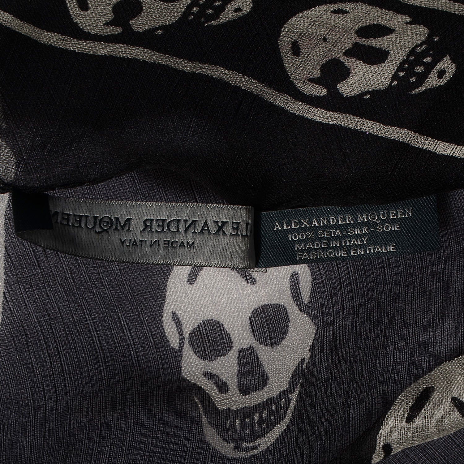 Alexander McQueen Silk Chiffon Skull Scarf Black Ivory 7 of 7
