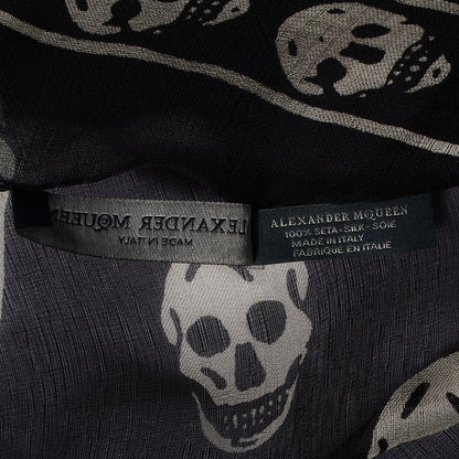Alexander McQueen Silk Chiffon Skull Scarf Black Ivory 7 of 7