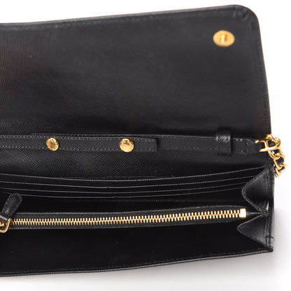 Prada Saffiano Metal Oro Chain Wallet Black 5 of 10