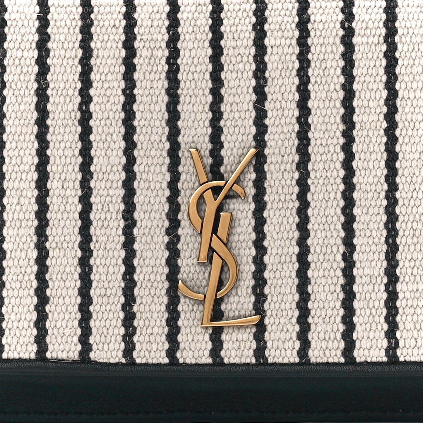 Canvas Striped Phone Holder Crossbody Beige Black