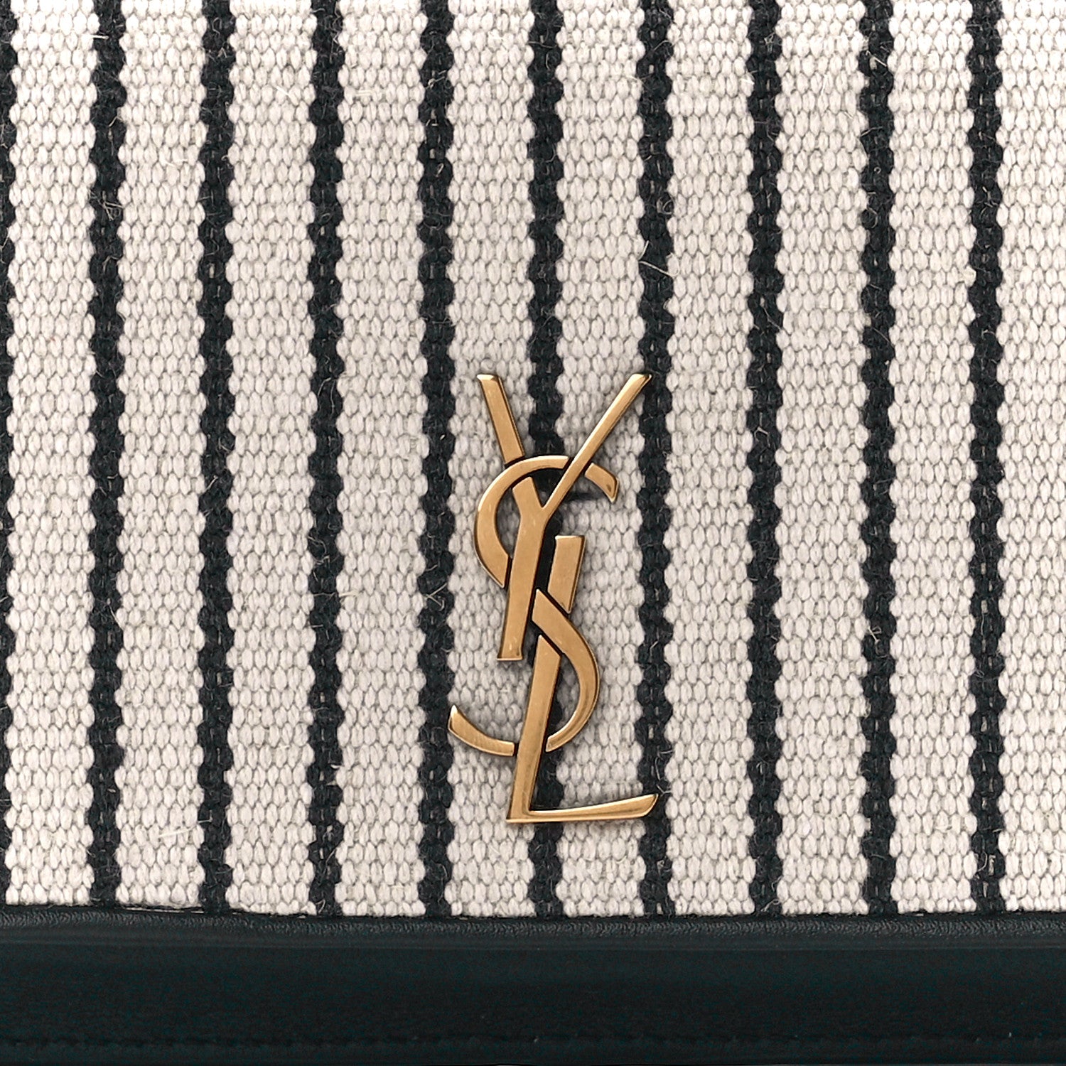 Saint Laurent Canvas Striped Phone Holder Crossbody Beige Black 7 of 10