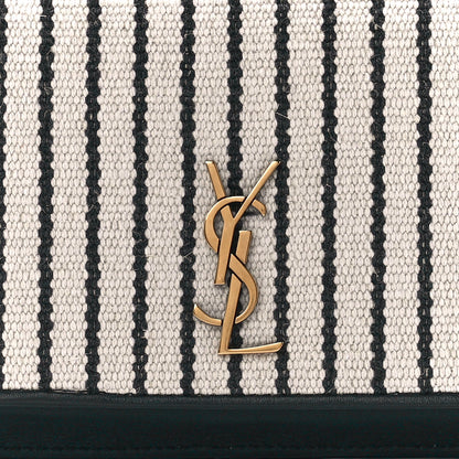 Saint Laurent Canvas Striped Phone Holder Crossbody Beige Black 7 of 10