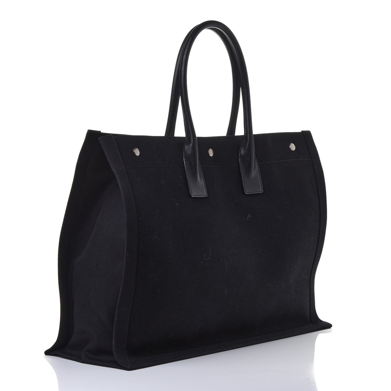 Saint Laurent Linen Calfskin Rive Gauche Tote Black 2 of 4