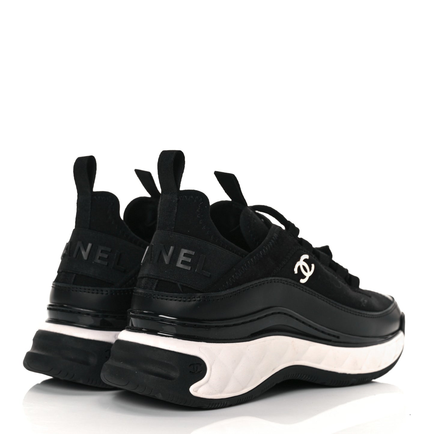 Velvet Calfskin Mixed Fibers CC Sneakers 35 Black
