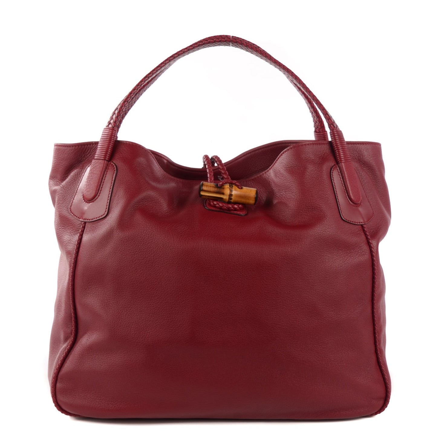 Deerskin Large Hip Bamboo Shoulder Bag Raspberry Candy
