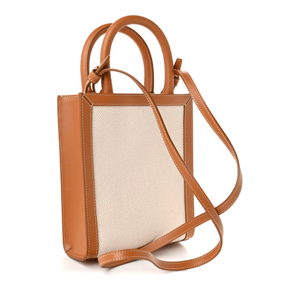 Celine Canvas Calfskin Mini Vertical Cabas Natural Tan 3 of 9