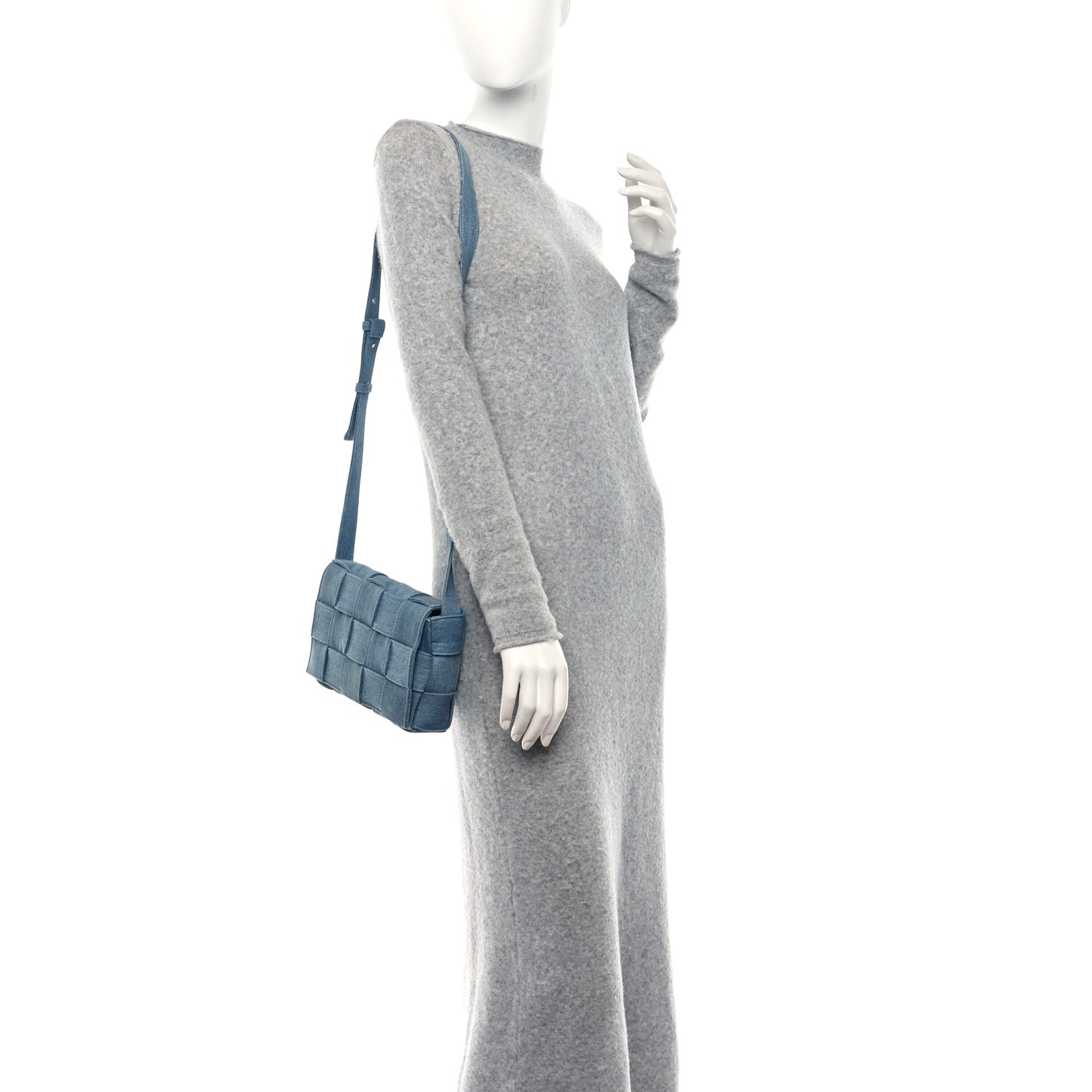 Denim Maxi Intrecciato Cassette Crossbody Bag Washed Indigo