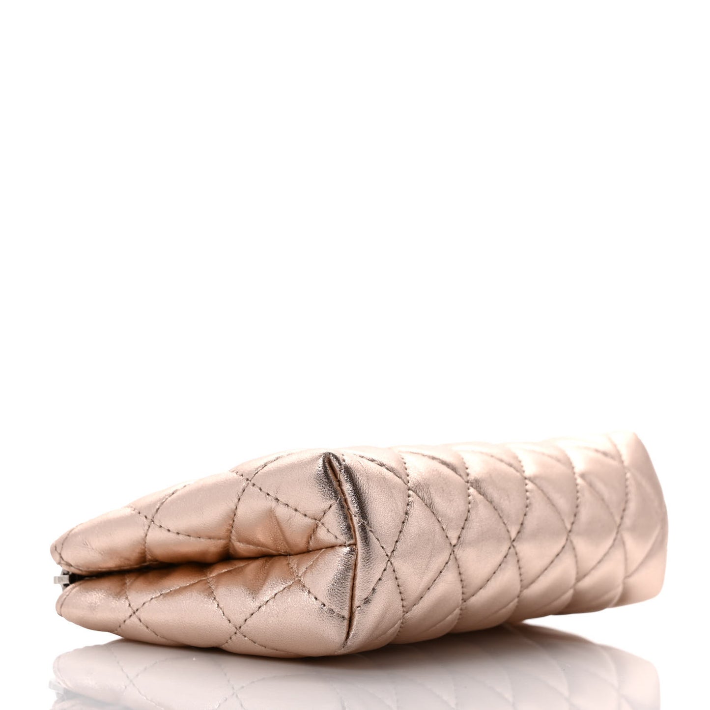 Metallic Lambskin Quilted Cosmetic Pouch Light Pink