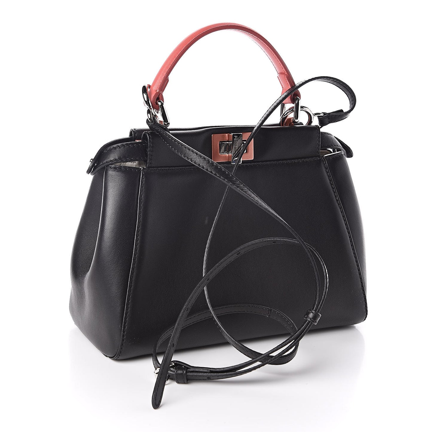Nappa Colorblock Mini Peekaboo Iconic Satchel Black White Ecstasy