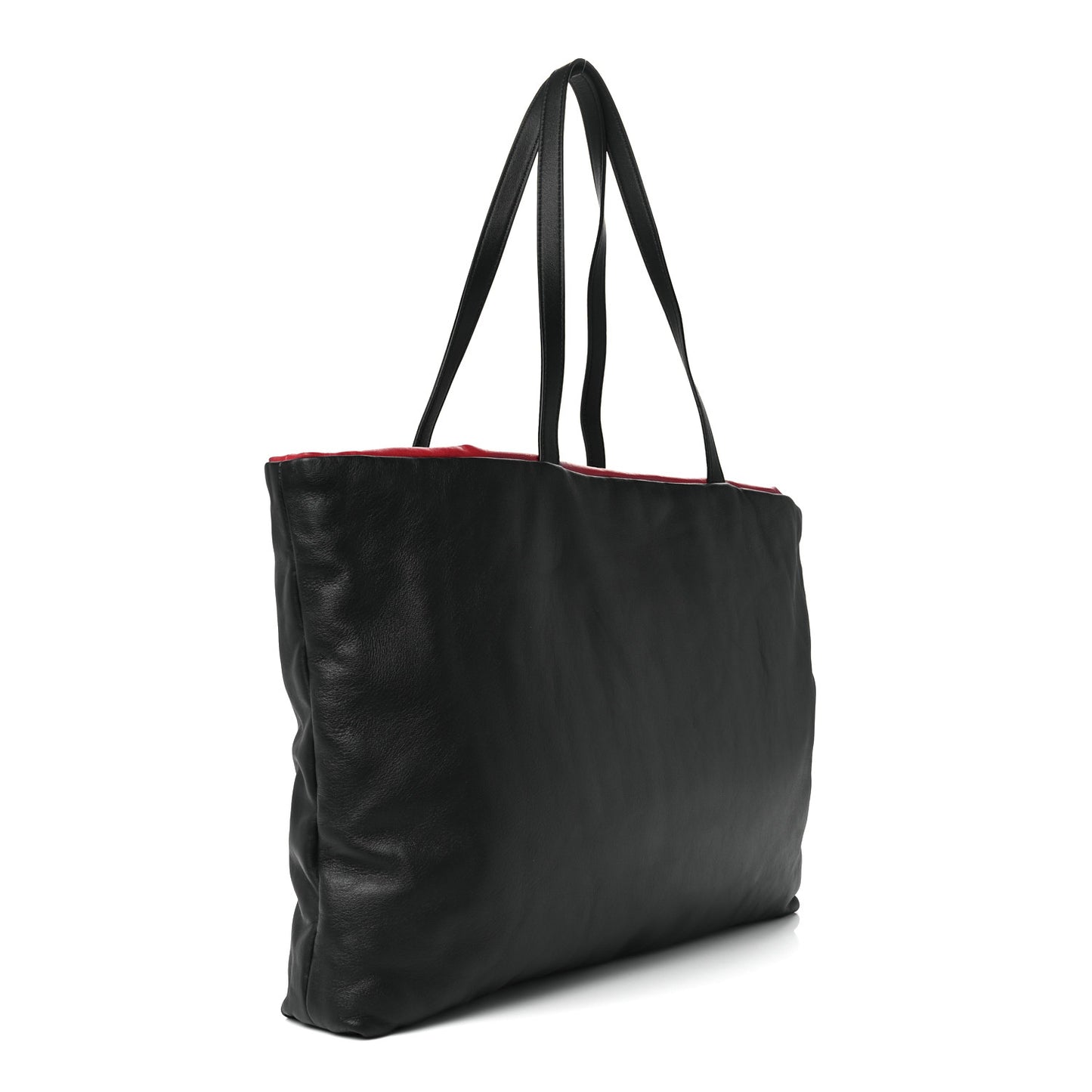 Calfskin Reversible Pillow Tote Black Flamma