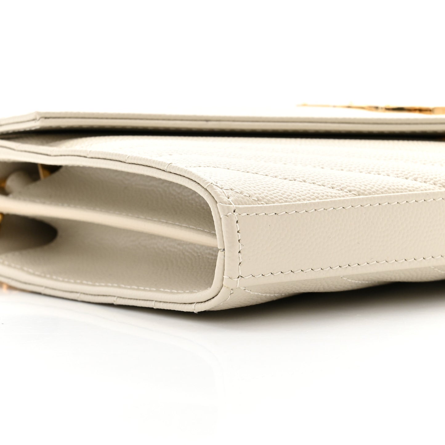 Grain De Poudre Matelasse Chevron Monogram Chain Wallet Crema Soft