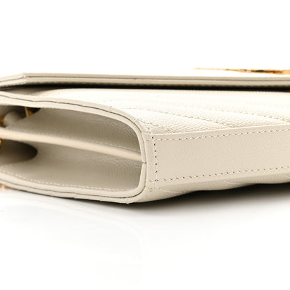 Saint Laurent Grain De Poudre Matelasse Chevron Monogram Chain Wallet Crema Soft 8 of 10