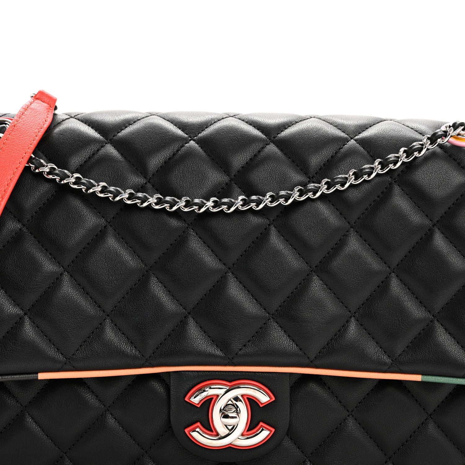 Chanel Lambskin Quilted Jumbo Cuba Color Flap Black 8 of 10