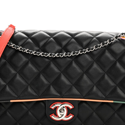 Chanel Lambskin Quilted Jumbo Cuba Color Flap Black 8 of 10