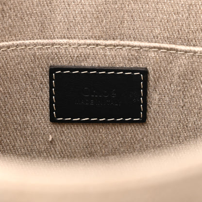 Chloe Linen Calfskin Medium Woody Ribbon Tote Black Blue 6 of 9