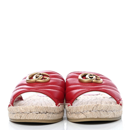 Gucci Nappa Matelasse GG Marmont Espadrille Slide Sandals 36 Hibiscus Red 2 of 4
