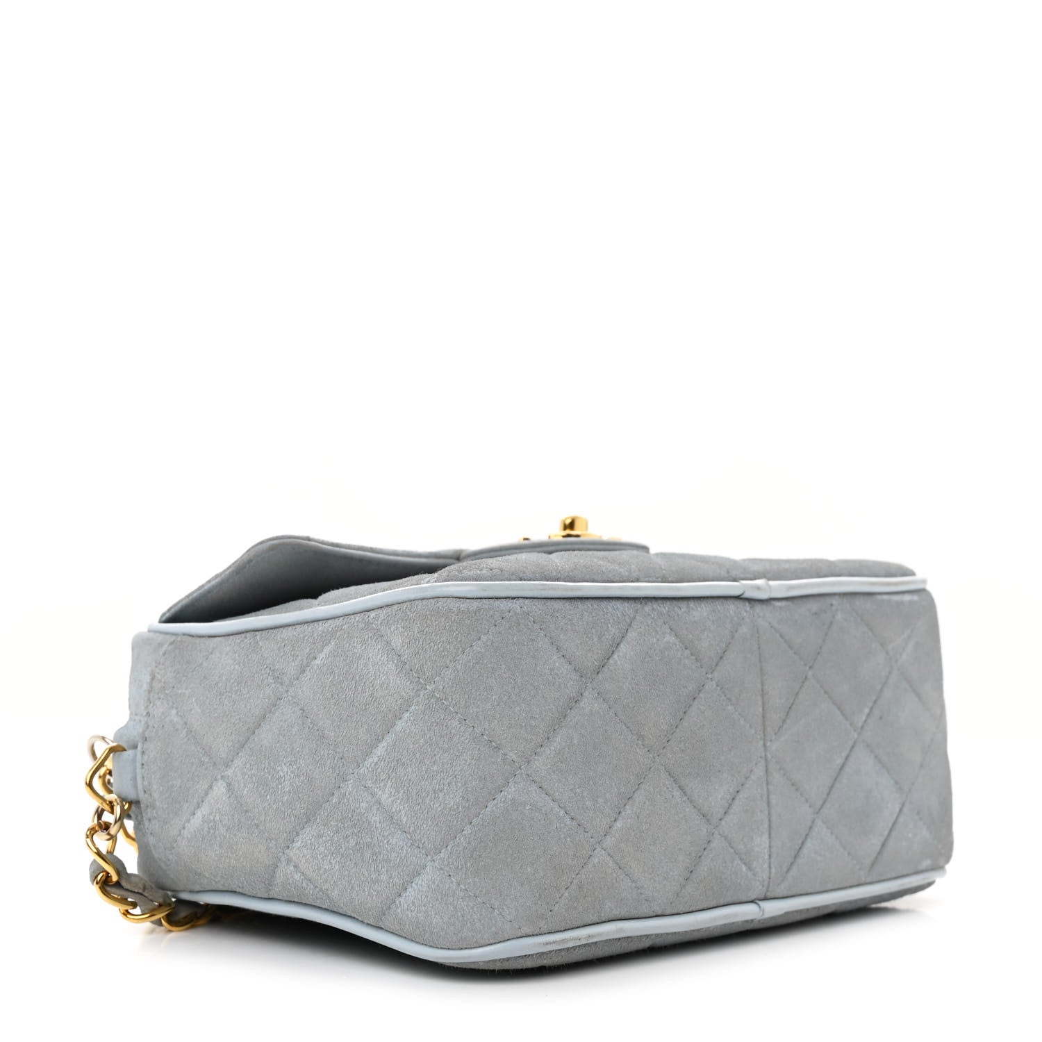 Chanel Suede Quilted CC Tassel Camera Case Light Blue 4 of 12